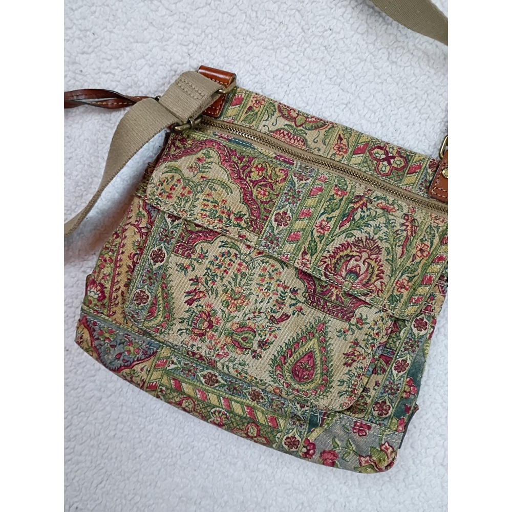 Fossil Crossbody Bag Womens Small Multicolor Floral Paisley Tapestry Canvas - Picture 4 of 8